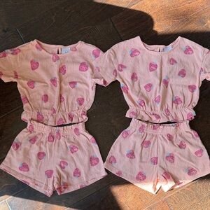 TWIN Pink Strawberry Patterned Kids' Matching Set